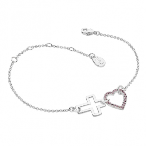 Tipperary Crystal Interlocking Heart & Cross Bracelet